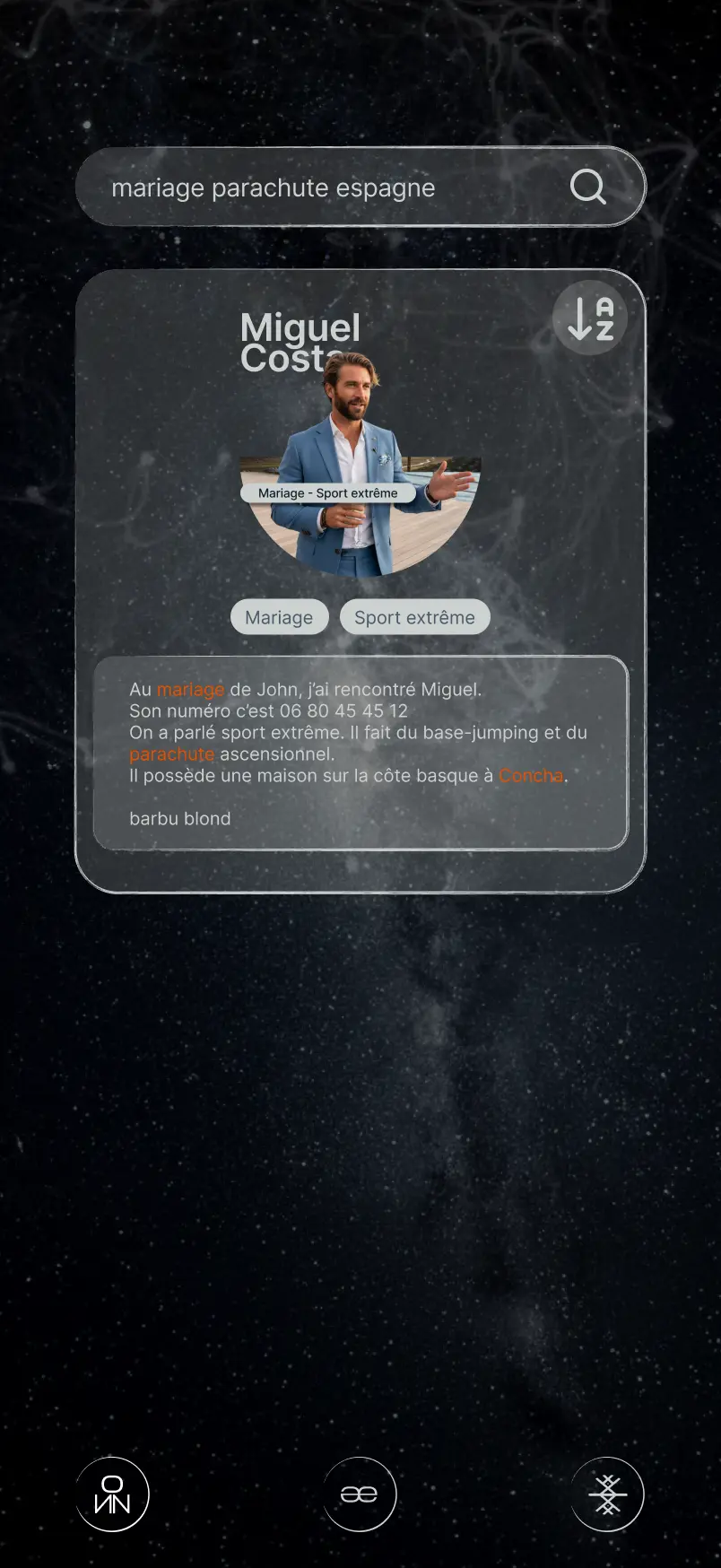 Écran de recherche Ækoz avec résultat retrouvé